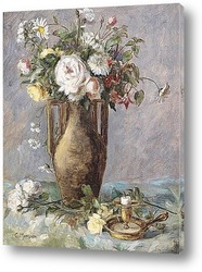   Картина Цветы, с подсвечниками