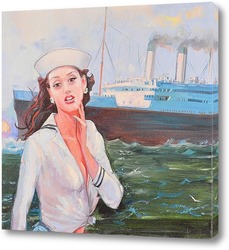   Картина Девушка у корабля