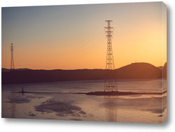   Постер Вид с воздуха на Токаревский маяк и Амурский залив.Владивосток