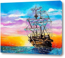   Картина Корабль на рассвете