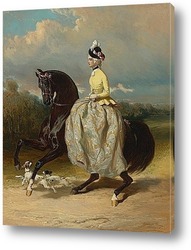    Мария-Антуанетта в женском костюме на лошади