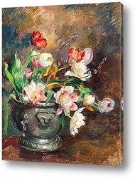   Картина Натюрморт с тюльпанами и ветками ивы