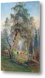   Картина Летний пейзаж с коровами