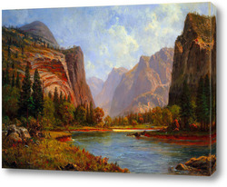   Картина река среди скал