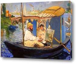   Постер Моне рисует в лодке