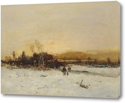   Постер Зимний пейзаж в сумерках
