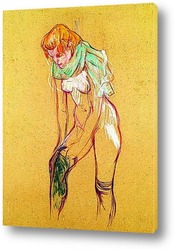   Картина Женщина, подтягивая чулок  