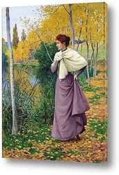   Постер Осень на берегу озера  