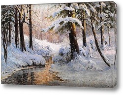   Картина Снежный пейзаж в лесу