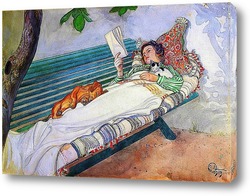   Картина Женщина, Лежащая на Скамье