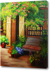   Картина Тайский дворик, цветущая улица