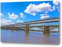   Постер Коммунальный и метро мосты в городе Новосибирске, через реку Обь