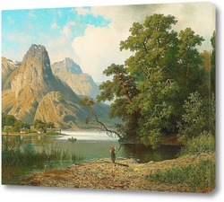   Постер Горный пейзаж с озерами