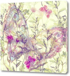   Постер Бабочка с полевыми цветами