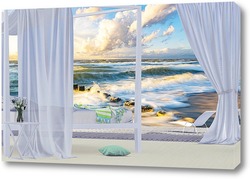   Постер Морской пейзаж за окном