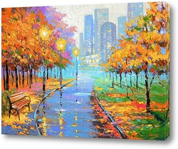   Картина Осень в большом городе