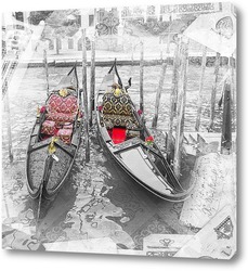   Постер Две гондолы на канале Венеции