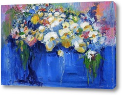   Постер Букет цветов в синей вазе
