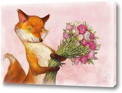   Постер Лисичка с букетом цветов