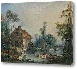   Картина Пейзаж с мельницей
