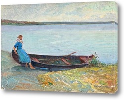   Постер Девушка и лодка