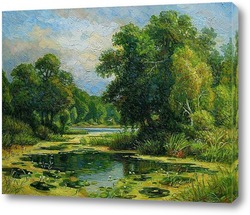   Картина Озеро в лесу