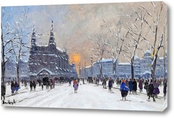   Картина Улицы большого города в зимний период