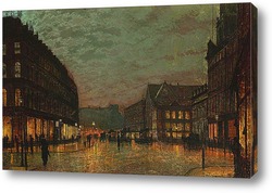   Постер Переулок Борова Лидс при искусственном освещении 1881