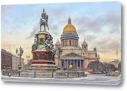   Постер Санкт-Петербург. Снегопад на Исаакиевской площади.