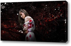   Постер Девушка в красных листьях