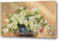   Картина Белые розы в античной вазе