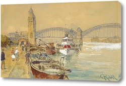   Постер Кельн. Гавань возле старого моста Гогенцоллерн