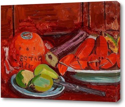   Постер Натюрморт с фруктами и моллюсками