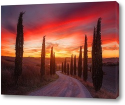   Постер закат в Тоскане