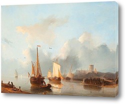   Картина Корабли на канале перед замком.