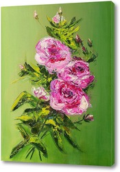   Картина Розы на зеленом фоне