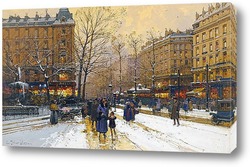   Картина Парижский бульвар под снегом