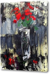   Картина Красные розы на чёрном