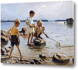  Картина Мальчики играют на пляже