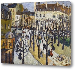   Постер Парижская площадь, голые деревья