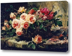   Картина Розовые розы в корзине
