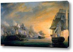   Постер Морской бой между Французским и Английским флотами близ Кадиса