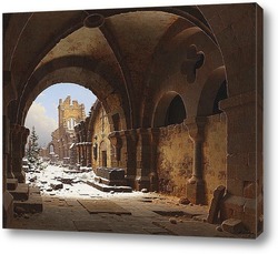   Картина Вид церкви, руины,зимний период