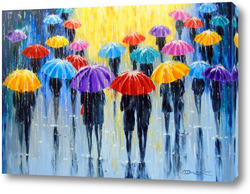  Картина Дождь в разноцветных зонтах 