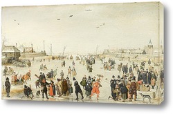   Картина Зимняя сцена на замерзшем канале