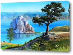   Постер Картина маслом. Озеро Байкал.  Холст 40х60