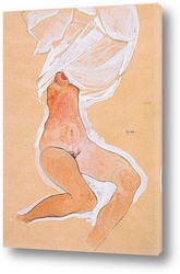   Картина Сидящая обнаженная девушка с рубашкой над головой, 1910