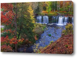   Постер золотая осень и водопад