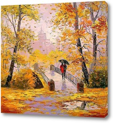   Постер Осенняя прогулка после дождя