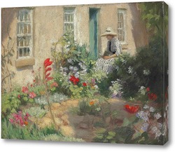   Постер Женщина, читающая в саду